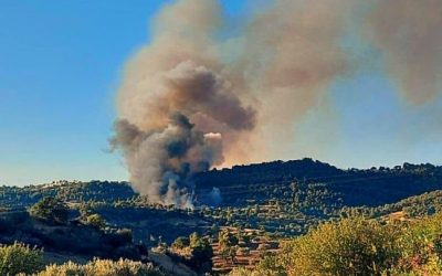 Εναέρια μέσα στη μάχη για κατάσβεση της πυρκαγιάς στην Κορακιά Κρανιδίου